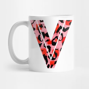 Letter V Watercolour Leopard Print Alphabet Red Mug